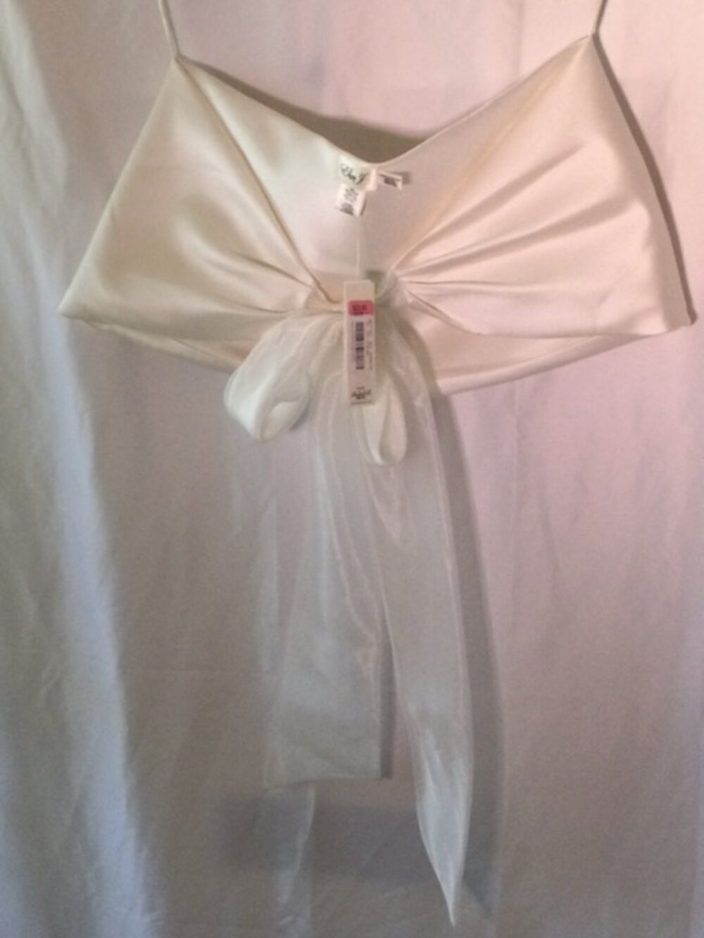 NWT Eliza J Ivory Satin Bow Wrap Shawl S/M Formal Evening Bridal